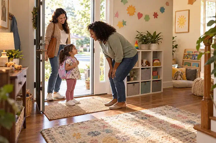 A welcoming home entrance prepared for families.